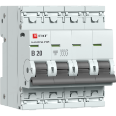 Автоматический выключатель 4P 20А (B) 6кА ВА 47-63N EKF PROxima